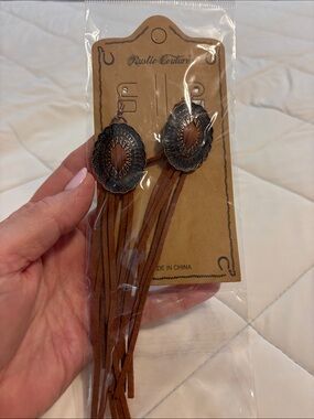 Country western Brown Fringe Concho Earrings